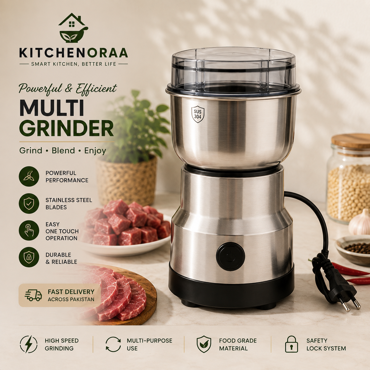Stainless Steel Electric Multi Grinder