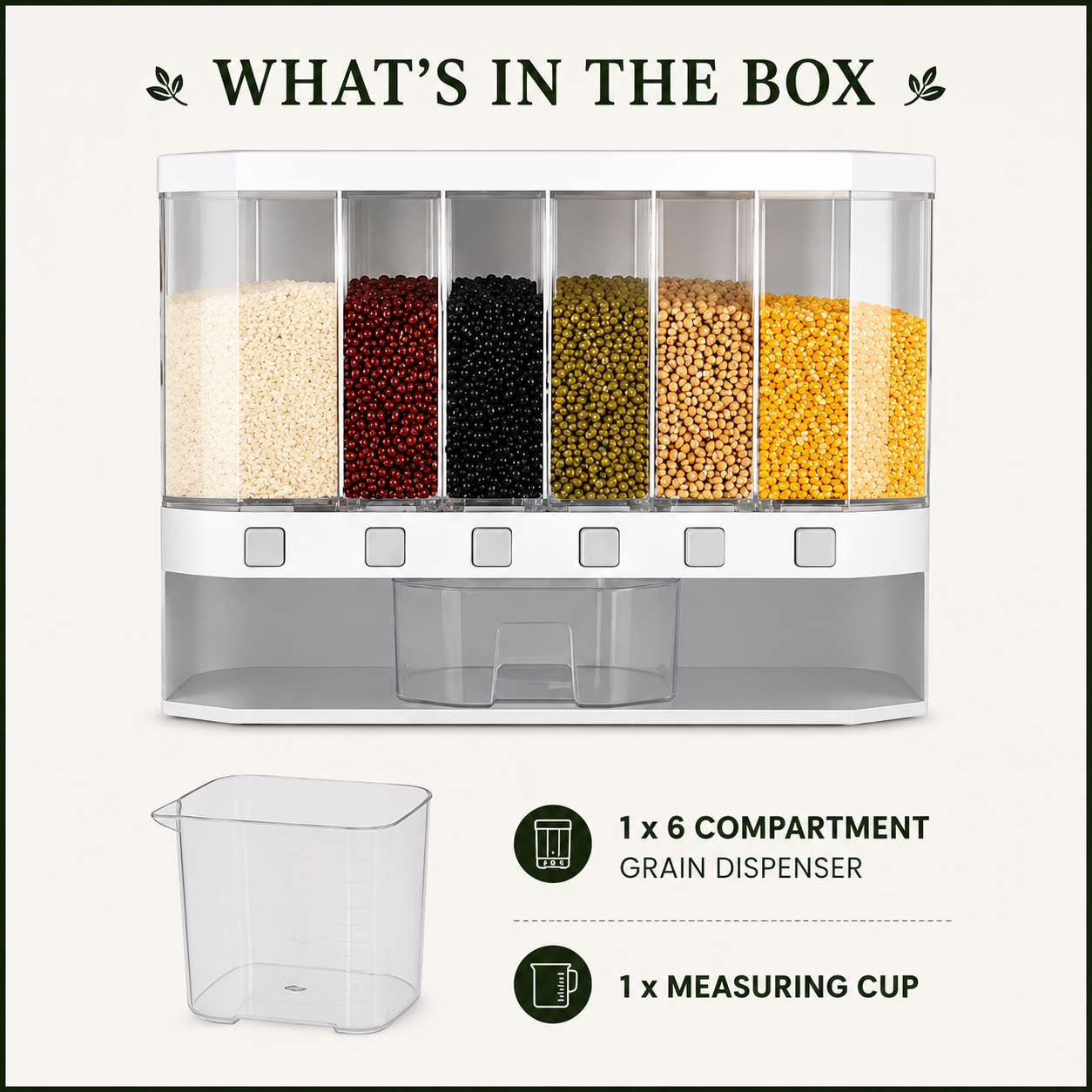 Elite 6-Compartment Grain Dispenser | BPA-Free Dry Food Storage