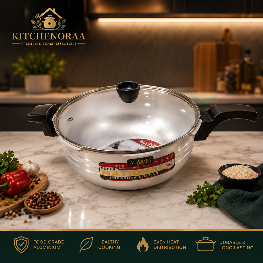 Premium Pressure Cooker with Glass Lid – Durable, Fast & Even Cooking | Kitchenoraa