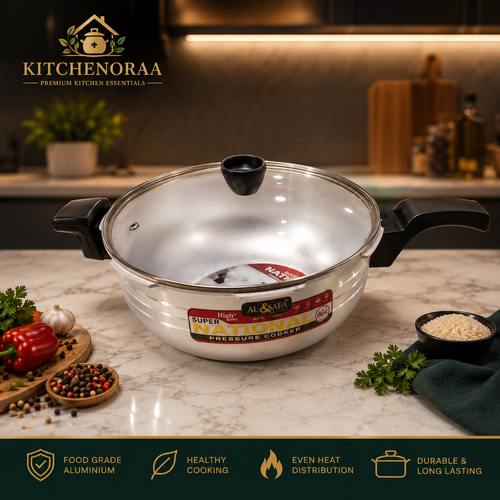 Premium Pressure Cooker with Glass Lid – Durable, Fast & Even Cooking | Kitchenoraa