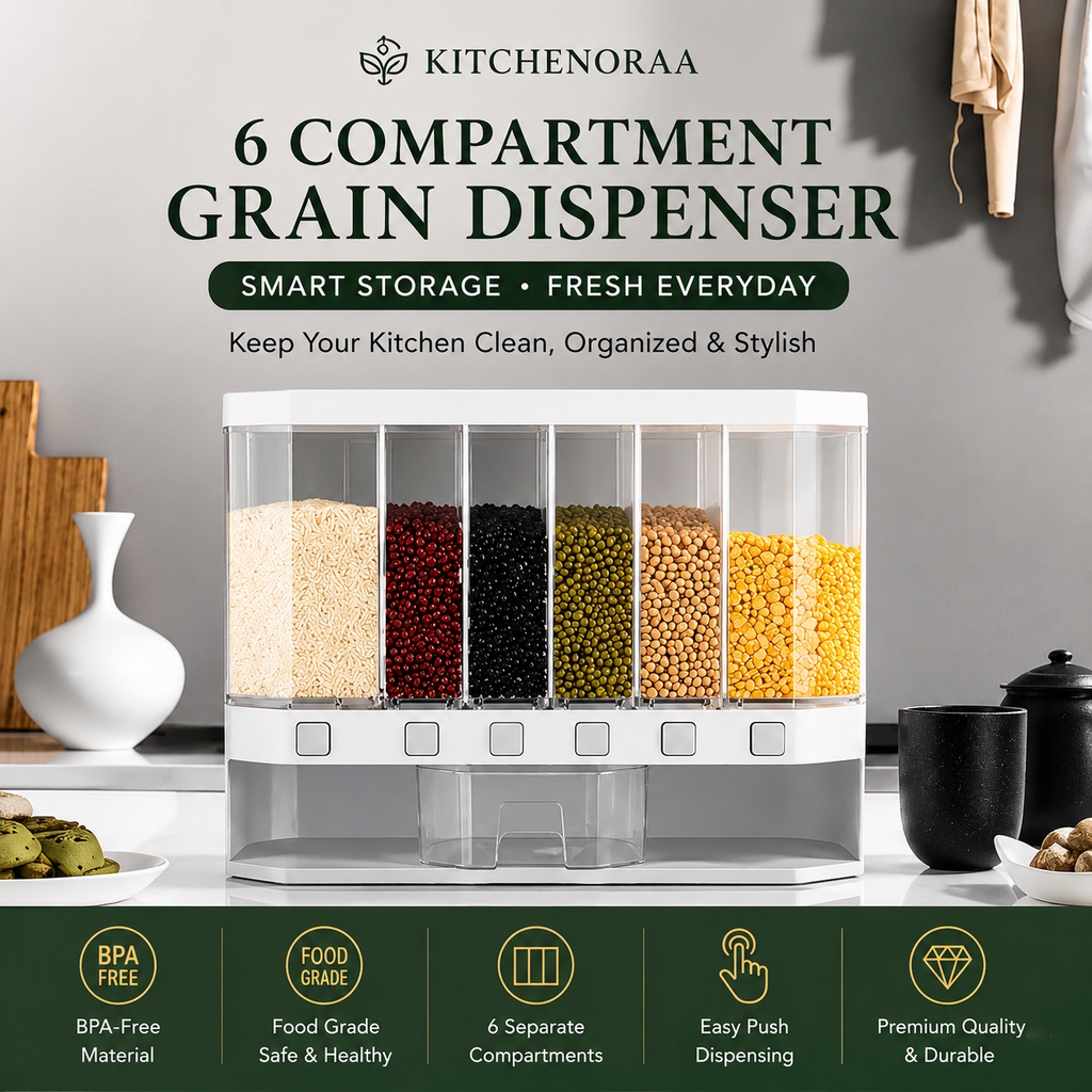 Elite 6-Compartment Grain Dispenser | BPA-Free Dry Food Storage