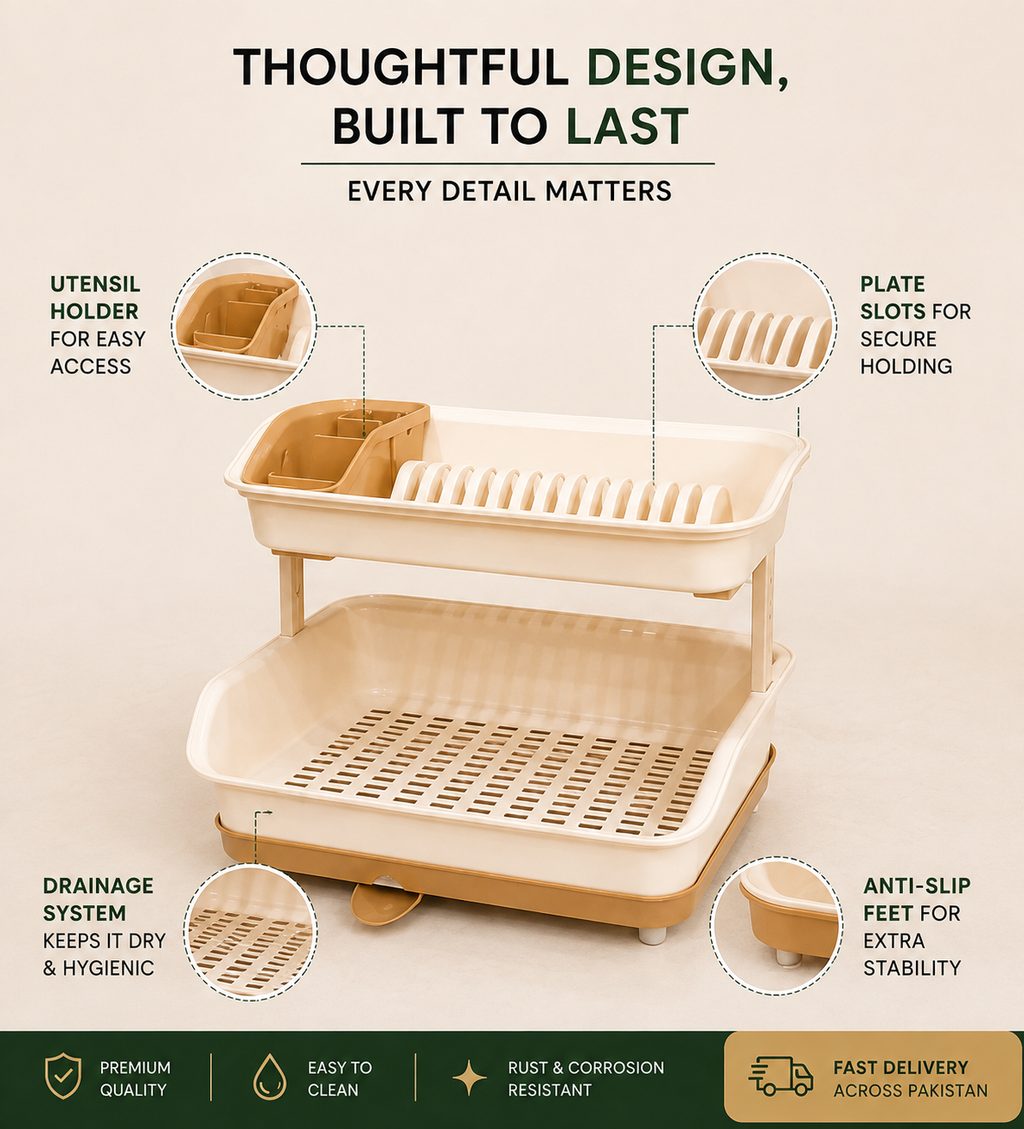 Smart 2-Tier Dish Rack – Premium Kitchen Organizer ✨