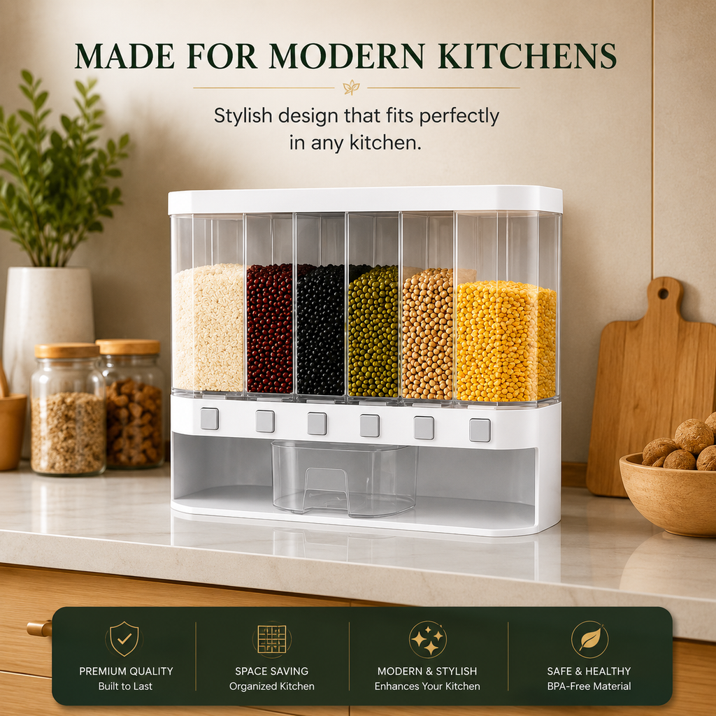 Elite 6-Compartment Grain Dispenser | BPA-Free Dry Food Storage