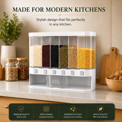 Elite 6-Compartment Grain Dispenser | BPA-Free Dry Food Storage
