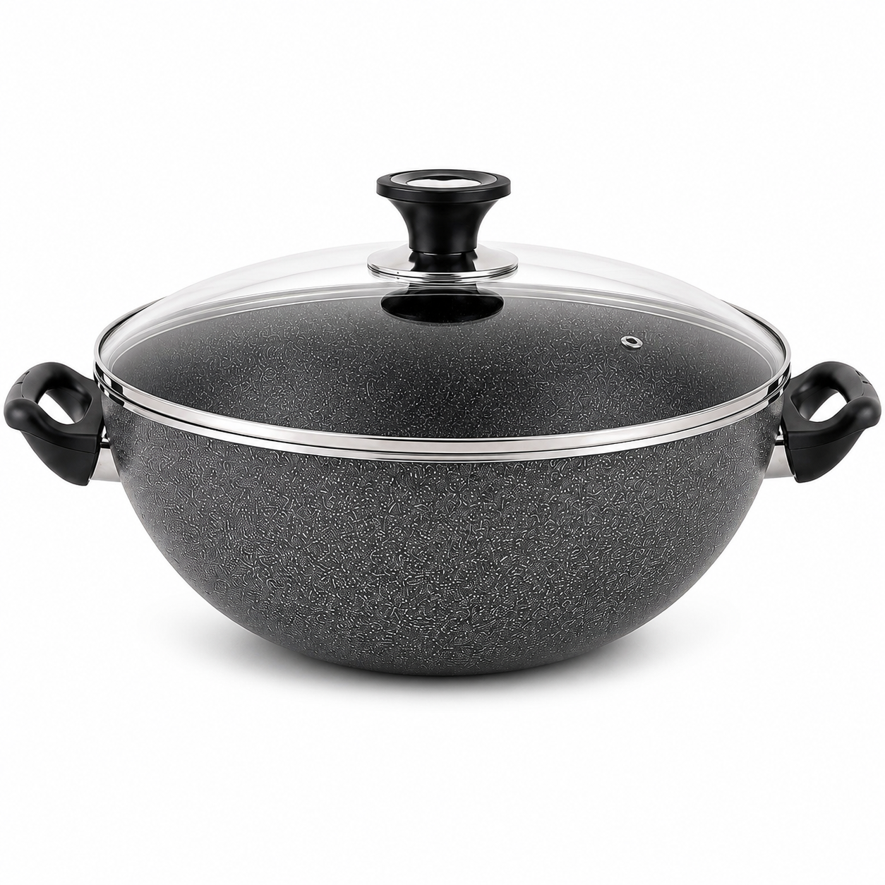 Sonex Nonstick Cooking Wok with Glass Lid – Premium Deep Cookware